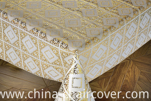 137cm Width Gold PVC Crochet Tablecloth on Roll Factory